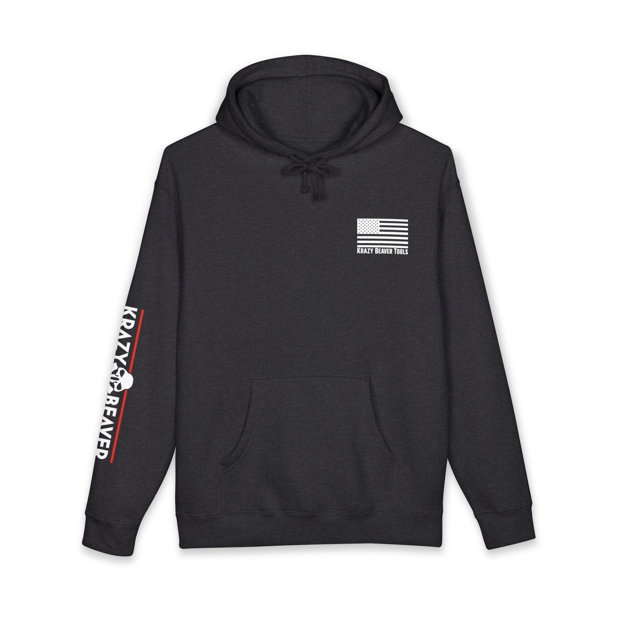 Krazy Beaver Tools Logo Hoodie — Skull & Flag Workwear Pullover