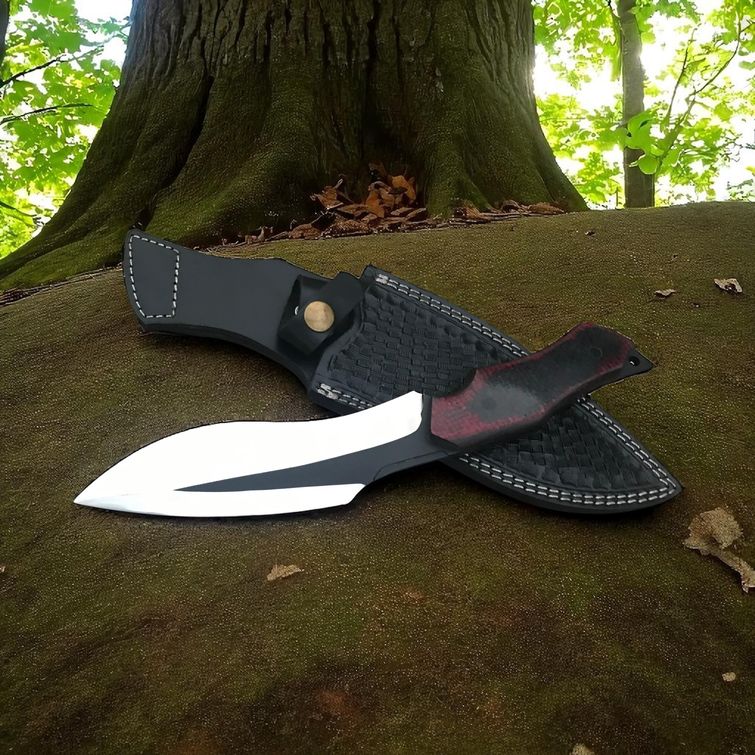 Bushcraft Knife – 5 mm Blade & Red Micarta Handle