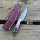 Exceptional Damascus Steel Skinner Knife with Genuine Ram Horn Handle - Ultimate Precision for Hunting and Outdoor Enthusiasts-0026