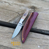 Exceptional Damascus Steel Skinner Knife with Genuine Ram Horn Handle - Ultimate Precision for Hunting and Outdoor Enthusiasts-0026