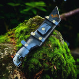 Damascus Tracker Bowie Knife Resin Handle Outdoor Sheath
