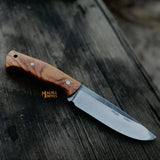 D2 Bushcraft Hunting Knife Walnut Handle