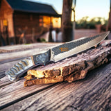 Hand Forged D2 Hunting Knife Bull Horn Handle