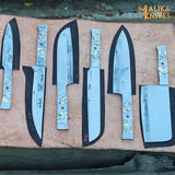Malika Ultimate Kitchen Knife Set: Premium Black & white Collection with Custom Leather Carrying Case -0205