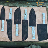 Malika Ultimate Kitchen Knife Set: Premium Black & white Collection with Custom Leather Carrying Case -0205