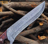 Knuckle Bowie Knife Damascus Steel Rosewood Handle