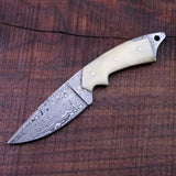 Damascus Skinner Knife with Camel Bone handle