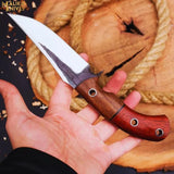 D2 Hunting Knife with Rose Pakka Wood Handle