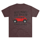 Born Feral Racecar Tee — "Need Money for Racecar" Vintage VW Bug Racing T‑Shirt