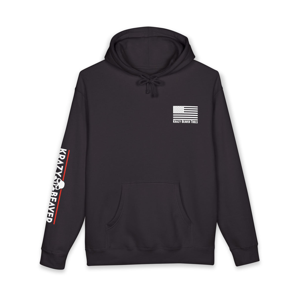 Krazy Beaver Tools Logo Hoodie — Skull & Flag Workwear Pullover