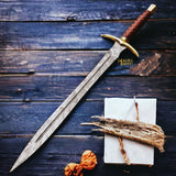 Damascus Kingslayer Arming Sword with Leather sheath-904