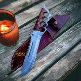 Damascus Knuckle Bowie Knife Rosewood Full Tang