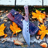 Custom Damascus Tracker Bowie Knife Micarta