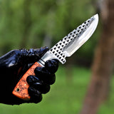 Cowboy Hunting Knife Rasp D2 Steel Turquoise Handle