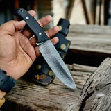 Damascus Bushcraft Hunting Knife Micarta Handle