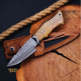 Twist Damascus Hunting Knife with Walnut Handle