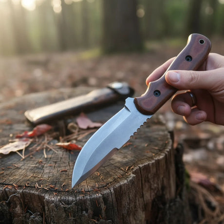 D2 Hunting Knife Blue Creek | Leather Sheath