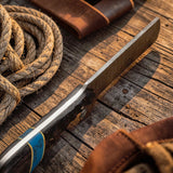 Bull Cutter Knife 1095 Damascus Steel Ranch Knife
