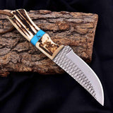 Cowboy Knife D2 Steel 5mm Antler Turquoise Handle