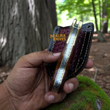 Hand-Engraved Damascus Steel Folding Knife – Custom EDC with Engraved Wood Handle-8010