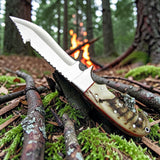D2 Gut Hook Hunting Knife Ram Horn Handle