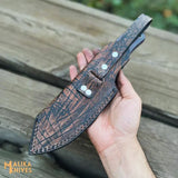 D2 Hunting Knife with Teeth Blade Micarta Handle