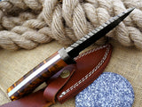 Best Deer Skinning Knife - Feather Damascus Pinecone Handle