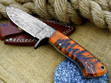 Best Deer Skinning Knife - Feather Damascus Pinecone Handle