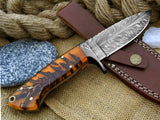 Best Deer Skinning Knife - Feather Damascus Pinecone Handle
