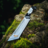 Damascus Tracker Bowie Knife Resin Handle Outdoor Sheath