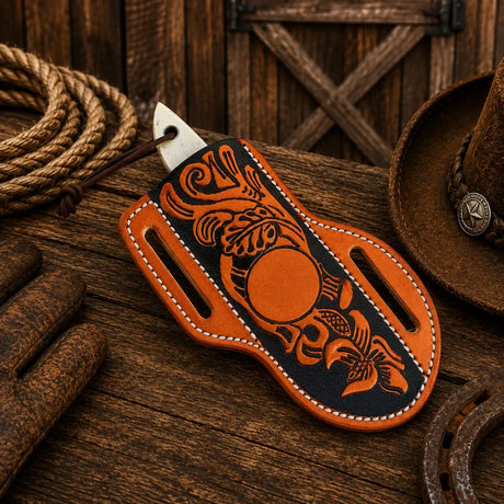 Gut Hook Cowboy Knife | Rasp Steel with Camel Bone Handle