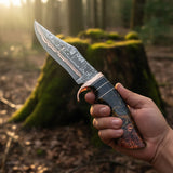 Copper Damascus Bowie Knife Handmade Copper Guard