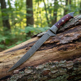 Damascus Fishing Fillet Knife – 7" Blade with Micarta Handle