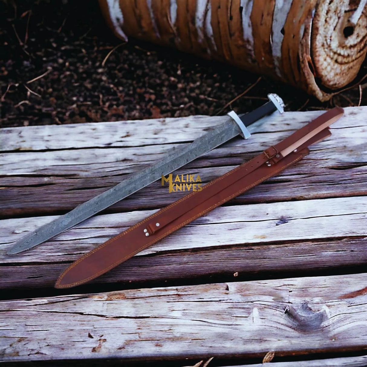 Ulfberht Damascus Viking Sword | Leather Sheath