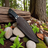 D2 Steel Hunting Knife with G10 Handle & Leather Sheath