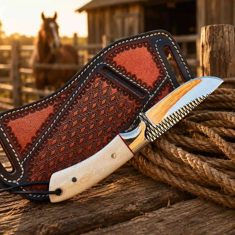 Buckaroo Knife | Rasp Steel with Camel Bone Handle