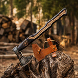 Sunwheel Viking Axe – Hand-Forged Bearded Axe with Inlaid Ash Handle