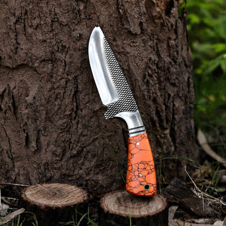 Cowboy Hunting Knife Rasp D2 Steel Turquoise Handle
