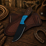 Buckaroo Knife | Rasp Steel with Turquoise and Rosewood Handle