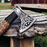Norse Wolf Viking Axe – Hand-Forged 1075 Steel Bearded Axe with Ash Handle