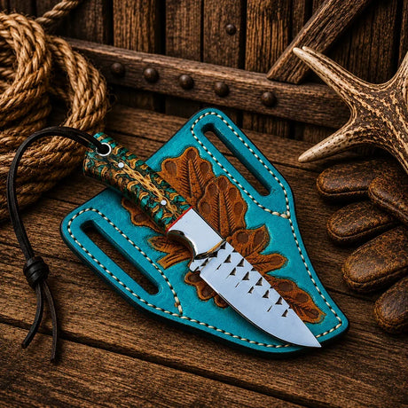 Cowboy Field Knife | Rasp Steel with Pine Cone Handle